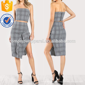 Plaid Tube Top &amp; Maching Rock Set Herstellung Großhandel Mode Frauen Bekleidung (TA4110SS)